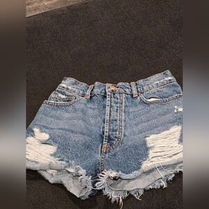 REVICE Ripped Blue Jean Shorts
